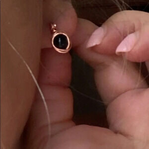8mm copper wire wrap stud statement earrings/minimalist bohemian black onyx